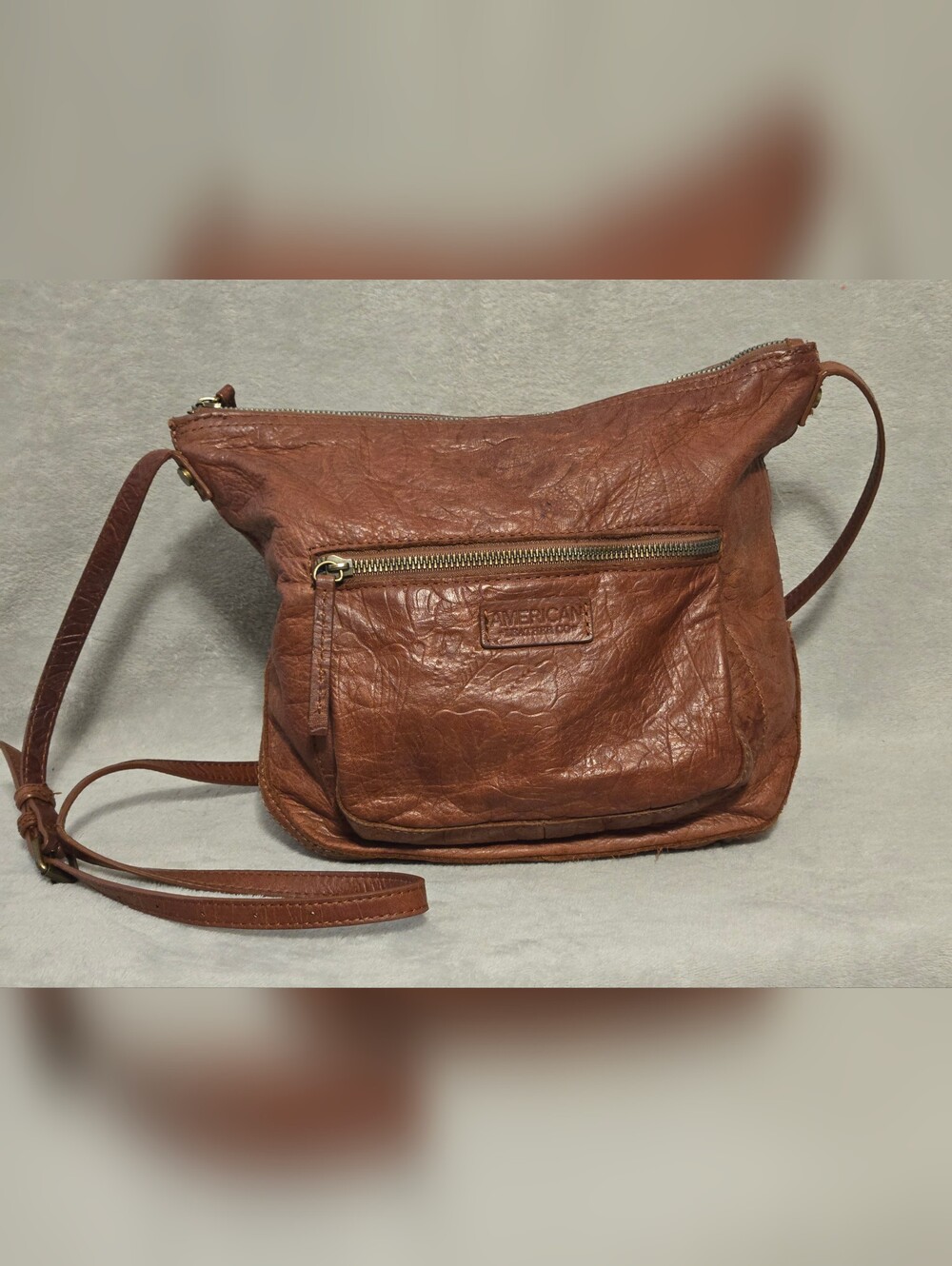 American Leather Co. Crossbody Brandy Tooled Bag